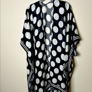 Black & White Polka Dot Kimono Cover-Up